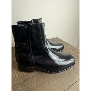 Florsheim Duke Black Smooth Leather Bike Toe Side Zipper Boots Men Size 8.5 3E